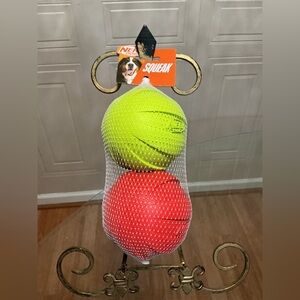 Nerf Dog Classic Squeak Ball Outdoor Toy, 1 Count (Pack of 2), Green/Red